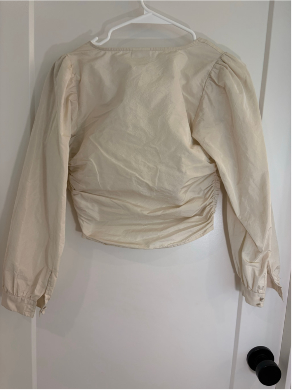 Sunday Best Ruched Long-Sleeve Crop Top - Cream - Size 2 - EUC - Picture 4 of 7